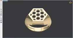signet ring with honeycomb pattern