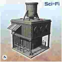 Steel survival base with large overhanging chimney (1) - Future Sci-Fi SF Infinity Terrain Tabletop Scifi