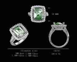 Stylish engagement Green Diamond ring for women 3D model