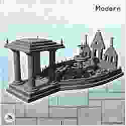 Traditional fountain with columns and large basin (11) - Modern WW2 WW1 World War Diaroma Wargaming RPG
