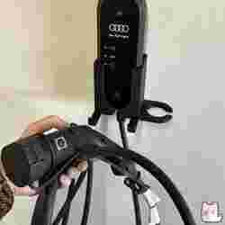 Wall Mount for Charger Audi E-tron with Cable and Plug Holder Hooks