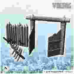 Wooden fortification set with gate and barricade (2) - North Northern Norse Nordic Saga 28mm 15mm