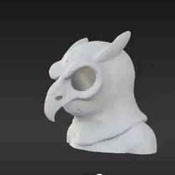 Ancient Porcelain Owl Visage - Menacing 1:12 Scale Head for Dark Fantasy Miniatures