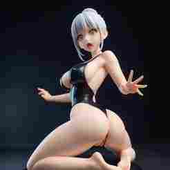 Anime Female - Hot Naked 3D printable waifu scared figurine, nsfw