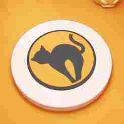 Black Cat Halloween Coaster – STL, STEP, FBX | Digital File | 90mm Drinkware & Spooky Decor | 3D Print Files