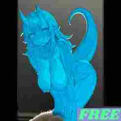 Busty Blue Devil Lithophane NSFW and Free :D