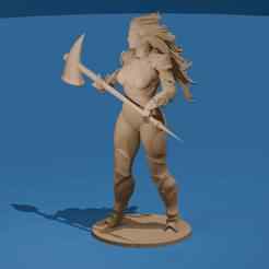 Crimson Fury Hammer-Wielding Warrior Woman