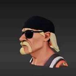 Custom Action Figure Head: Grappling Champion Persona, Blonde Handlebar, Goatee, Black Bandana, Sunglasses - 6-inch Scale Realistic Print