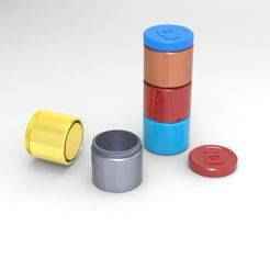 Cylindrical stackable bottle with double thread (top and bottom)