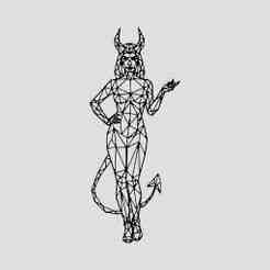 Devil Woman Line Art Wall Art - V4