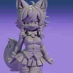 Fennec Fox Girl - Cute Anthro STL with Short Skirt & Tight Top