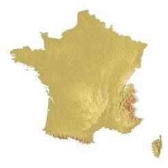 France Topographic Map – 3D Model for 3D Printing & CNC Carving