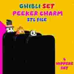 ghibli set cute peeker charm (hippers) and charm for smarthphone, tablet and kindle 6 pieces