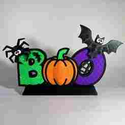 Halloween Boo Sign – Halloween Shelf Sitter STL Files – NO AMS – COMMERCIAL LICENSE