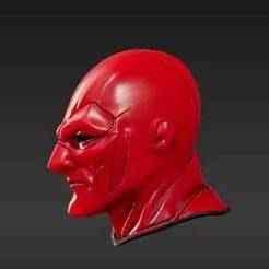 Iconic Red Vigilante Helmet (Early Era) | 1:12 Scale Custom Action Figure Head | Polished Crimson Dome | Blank Design