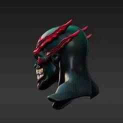 Infernal Champion Head Upgrade for 6-7 Inch Articulated Figures - Aggressive Visage, Angular Cowl, Intense Eye Design