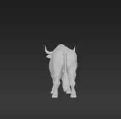 Mighty Black Bull STL File - Detailed Farm Animal Sculpture with Textured Fur & Horns