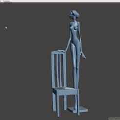 model figure with chair
