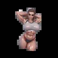 Muscular Fitness Girl - Sporty Kneeling Pose (FDM Ready)