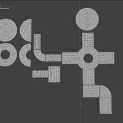 Paved road elements diorama miniatures