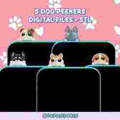 Peeker Charm cute dogs (hippers) set for smartphone and kindle 5 pieces