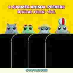 Peeker Charm cute summer Animals  (hippers) set for smartphone and kindle 4 pieces