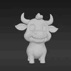Playful Little Bull Figurine - Adorable Desktop Decor & Collectible Animal Print