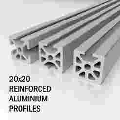 Printable 2020 Reinforced Aluminum Profile – 1, 2 & 3 Slot T-Slot Beams, European Standard (50 to 500mm)