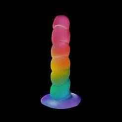 rainbow ribbed dildo