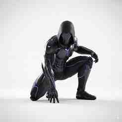 Stealth Operative Crouching | Dynamic Hero Figure STL for 3D Printing | Tactical Infiltrator Pose
