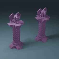The Dreadwatch Duo – 3D Printable Gargoyle Pillars for Fantasy Terrain, Wargames & RPG Scenery