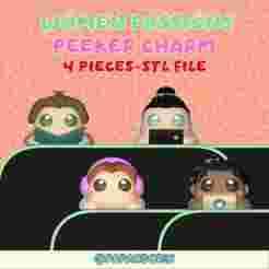 women passions cute Peeker Charm (hippers) stl set for smartphone, tablet and kindle 4 pieces