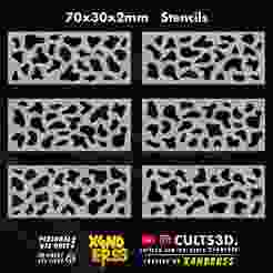 X4NDERSS x6 Stencils 70x30x2mm Set 4 - [TAGS: Camouflage Military Scale Miniature STL War Special Forces Tactical Army soldier Marine Infantry Camo]