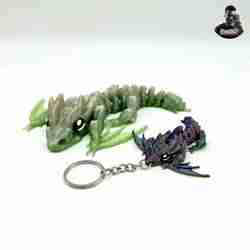 Grass Wyvern + Keychain - articulated - print in place