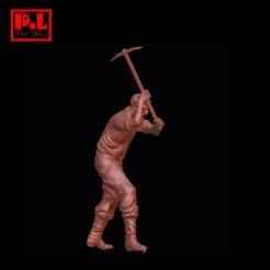 a man working with a pickaxe