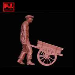 a worker rolls a wheelbarrow