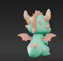Adorable Chibi Dragon Figurine – Cute Kawaii Desk Buddy 3D Print