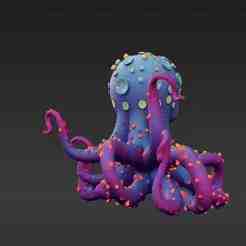 Bioluminescent Pulpo Model with Engraved Runes and Poseable Design