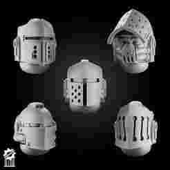 Crusader Helmets Set 1 - 5 Knightly Heads - Heroic 32mm Scale [Supported] : Zen Cart!, The Art of E-commerce