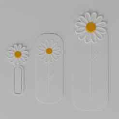 Daisy Flower 3D Bookmark & Paperclip Set | STL STEP FBX Digital Files | Floral Stationery (Digital Download)