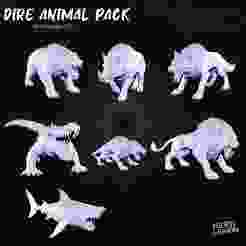 Dire Animals 7 Pack - D&D 3D Model (Dungeons and Dragons)
