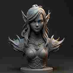 Elven Warrior Bust: 28-32mm Miniature