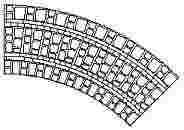 Full track panel narrow gauge large stone surface curve 100r