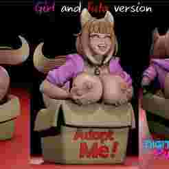 Furry Nekomimi pet in the box NSFW model Girl and FUTA with Miniatures COMBO PACK