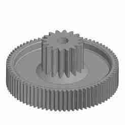 Gear Diameters of 80mm and 30mm inside the hole with a diameter of 8mm. Height 36mm.
