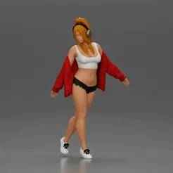 Girl lets her red jacket slip embracing freedom rhythm grace and herself fully