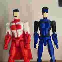 Pack of 2 - Invincible Blue & Omniman | Inspired by T13 - full size compatible with all types of articulated figure simulates
