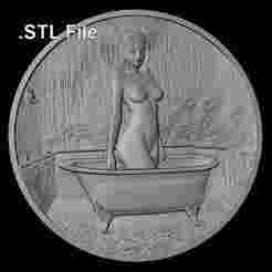 Poker Chip Nude .STL File Low Relief for 3D Print or CNC Router B10M2172