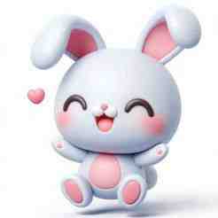 rabbit in love with floating heart