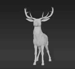 Realistic Winter Stag Sculpture | Detailed Nature Figurine for Holiday & Collector Scenes